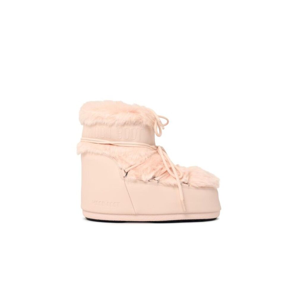 Moonboot 'Icon Low' Antique Pink Synthetic Fur Ankle Boots Women